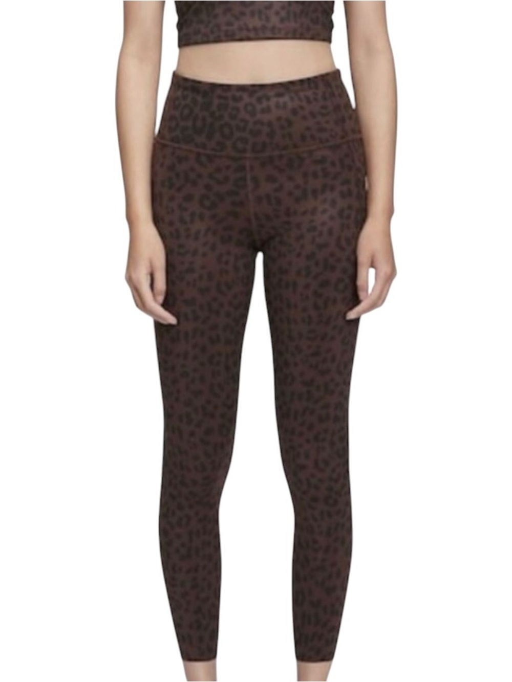 GAP GAPfit Power Ankle Leggings Espresso High Compression Leopard size Medium